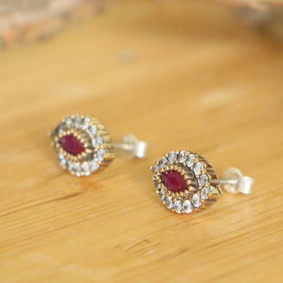 Sterling Silver jade & Cubic Zirconia Earrings - Picture 4 of 8